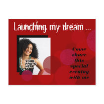 Happiness Business Announcement Invitation (red) postcards by Special_Occasions Happiness Business Announcement Invitation (red) postcards