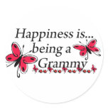 Happiness Is Being A Grammy BUTTERFLY Round Stickers