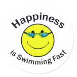Happiness is Swimming Fast Round Sticker