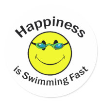 Happiness is Swimming Fast Round Sticker