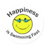 Happiness is Swimming Fast Round Sticker