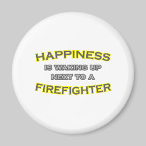 Happiness Is Waking Up .. Firefighter Fridge Magnet