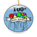 Happy 100th Birthday ballons Christmas Tree Ornaments