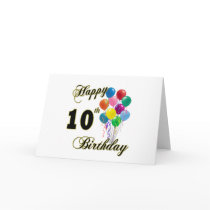 Happy 10th Birthday Gifts and Birthday Apparel Greeting Cards