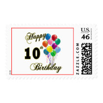 Happy 10th Birthday Gifts and Birthday Apparel Postage Stamp