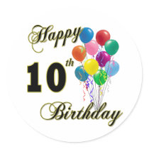 Happy 10th Birthday Gifts and Birthday Apparel stickers
