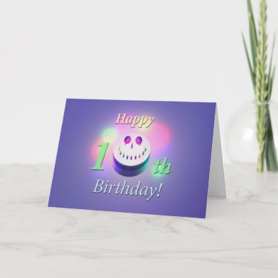 Happy 10th Birthday Smiley Cake Card by Peerdrops