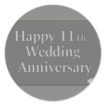 Happy 11Th. Wedding Anniversary Steel Round Sticker