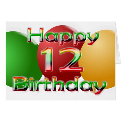 Happy 12th Birthday Balloon Card | Zazzle
