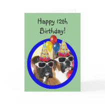 Happy 12th Birthday Boxer greeting card