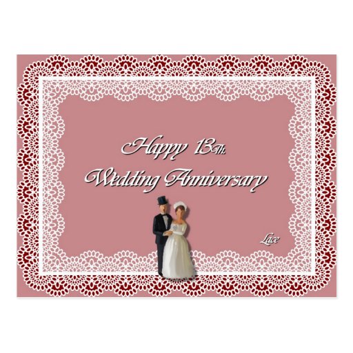 Happy 13Th. Wedding Anniversary Lace Postcard Zazzle