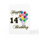 Happy 14th Birthday Gifts and Birthday Apparel cards by BirthdayZone Happy 14th Birthday Gifts and Birthday Apparel cards