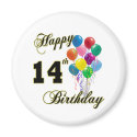 Happy 14th Birthday Gifts and Birthday Apparel magnets by BirthdayZone Happy 14th Birthday Gifts and Birthday Apparel magnets