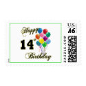 Happy 14th Birthday Gifts and Birthday Apparel postage by BirthdayZone Happy 14th Birthday Gifts and Birthday Apparel postage