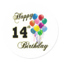 Happy 14th Birthday Gifts and Birthday Apparel stickers