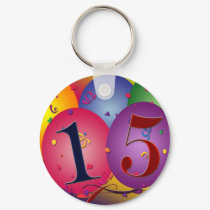 Happy 15th Birthday keychains