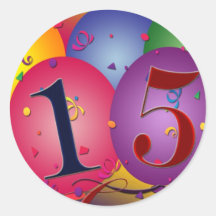 Happy 15th Birthday Round Sticker