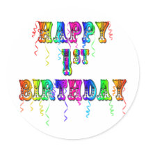 Happy 1st Birthday - Baby Birthday Gifts stickers by BirthdayZone Happy 1st Birthday - Baby Birthday Gifts stickers