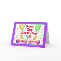 Happy 1st Birthday Chickens for Twins Cards