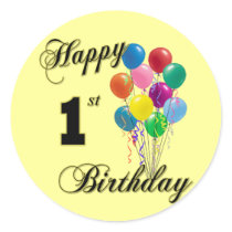 Happy 1st Birthday Gifts and Birthday Apparel stickers by BirthdayZone Happy 1st Birthday Gifts and Birthday Apparel stickers