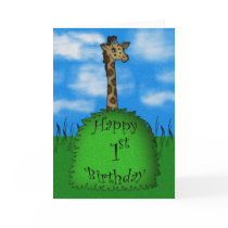 Happy 1st Birthday Giraffe Card, cute by moonlake Happy 1st Birthday Giraffe Card, cute
