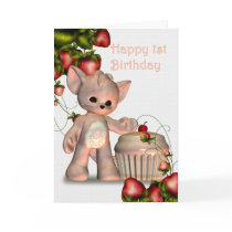 Happy 1st Birthday Girl cards by moonlake Happy 1st Birthday Girl cards