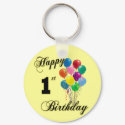 Happy 1st Birthday Keychain and Birthday Apparel by BirthdayZone Happy 1st Birthday Keychain and Birthday Apparel