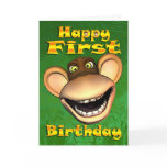 Happy 1st Birthday Monkey Banana bday card