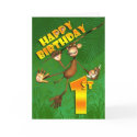 Happy 1st Birthday Monkey Banana cards by moonlake Happy 1st Birthday Monkey Banana cards