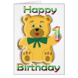 Happy 1st Birthday Teddy Bear Card