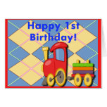 Happy 1st Birthday Train Greeting Card