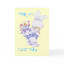 Happy 1st Easter Baby (For Boy) Card (Blank) by fuzzbuttcafe Happy 1st Easter Baby (For Boy) Card (Blank)