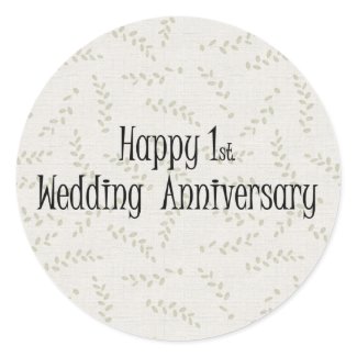 Happy 1st. Wedding Anniversary Round Sticker