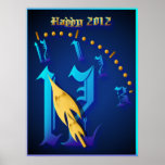 Happy 2012-Clock Striking 12:NM Poster