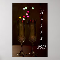 Happy 2013 two glasses Poster posters