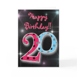 Happy 20th birthday fun & bright polka dot card