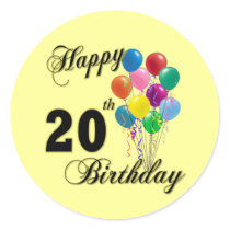 Happy 20th Birthday Gifts and Birthday Apparel stickers