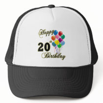 Happy 20th Birthday with Balloons Hat