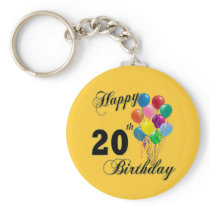 Happy 20th Birthday with Balloons Key Chains