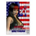 Happy 21st Birthday, American Flag, USA cards