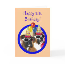 Happy 21st birthday Boxer Dogs Greeting Card