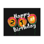 Happy 21st Birthday Colorful Balloons Postcards