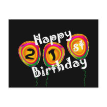Happy 21st Birthday Colorful Balloons Postcards