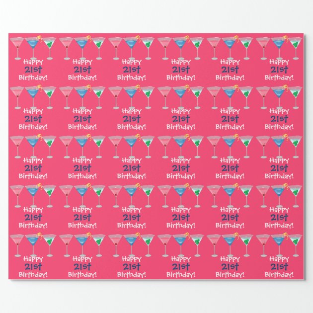 Happy 21st Birthday! Martinis Wrapping Paper