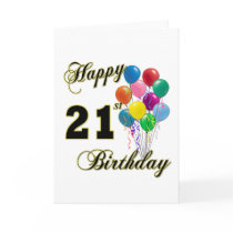 Happy 21st Birthday with Balloons Greeting Card