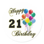 Happy 21st Birthday with Balloons Stickers
