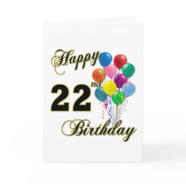 Happy 22nd Birthday with Balloons Greeting Card