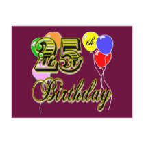 Happy 25th Birthday Merchandise postcards by BirthdayZone Happy 25th Birthday Merchandise postcards