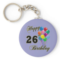 Happy 26th Birthday Gifts with Balloons Keychain