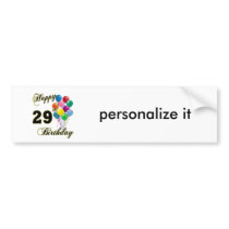 Happy 29th Birthday Gifts with Balloons Bumper Sticker